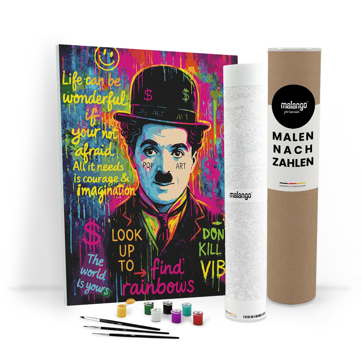 Malen nach Zahlen - Charlie Chaplin - Look Up To Find Rainbows