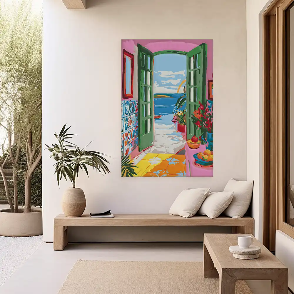 Malen nach Zahlen - Blick auf den Strand in Malaga - Matisse inspired