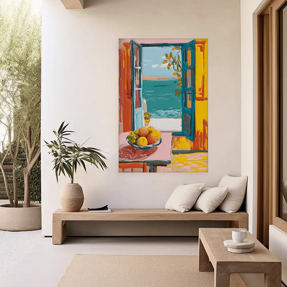 Malen nach Zahlen - Fensterblick über Bucht von Almeria - Matisse inspired