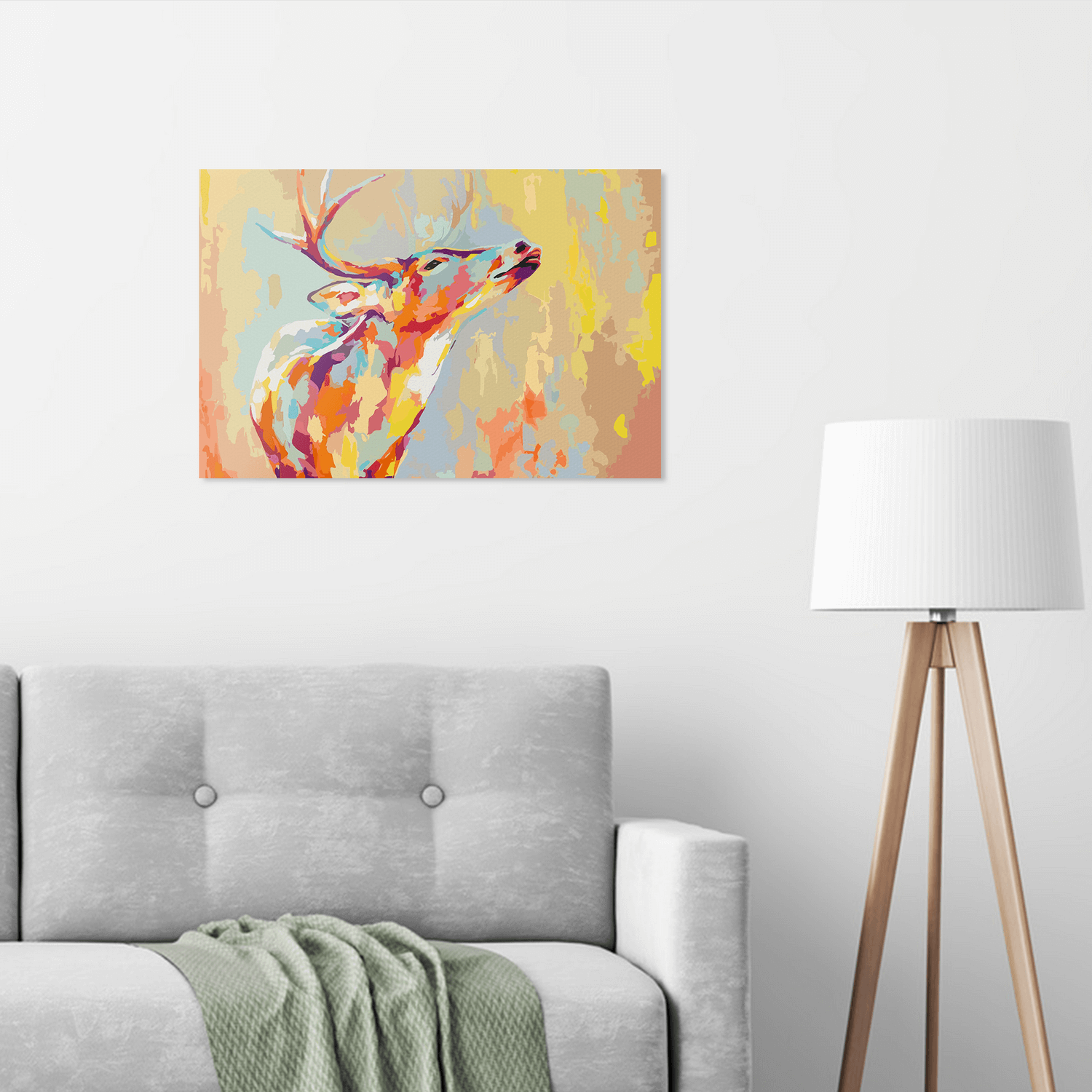 Malen nach Zahlen - Hirsch farbenfroh