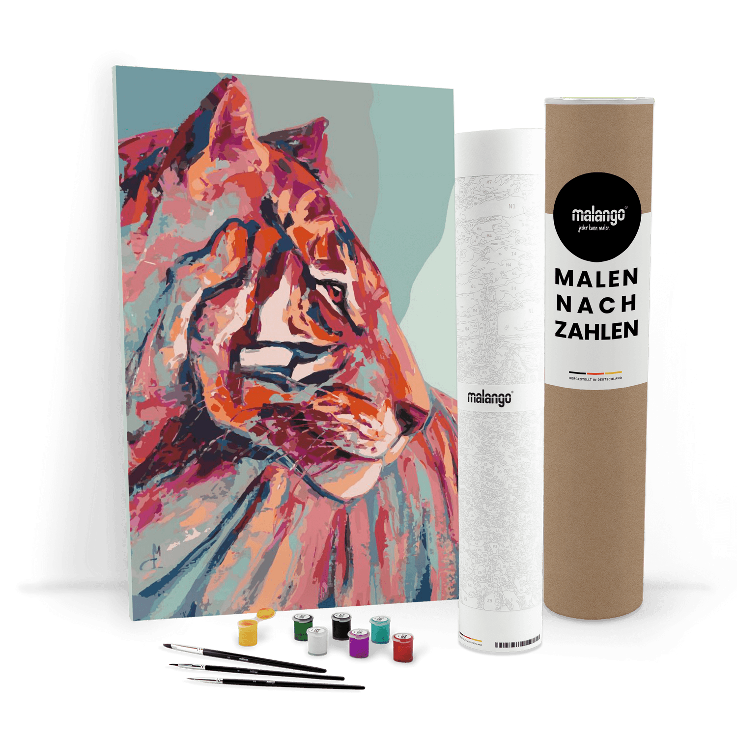 Malen nach Zahlen - Tiger farbenfroh