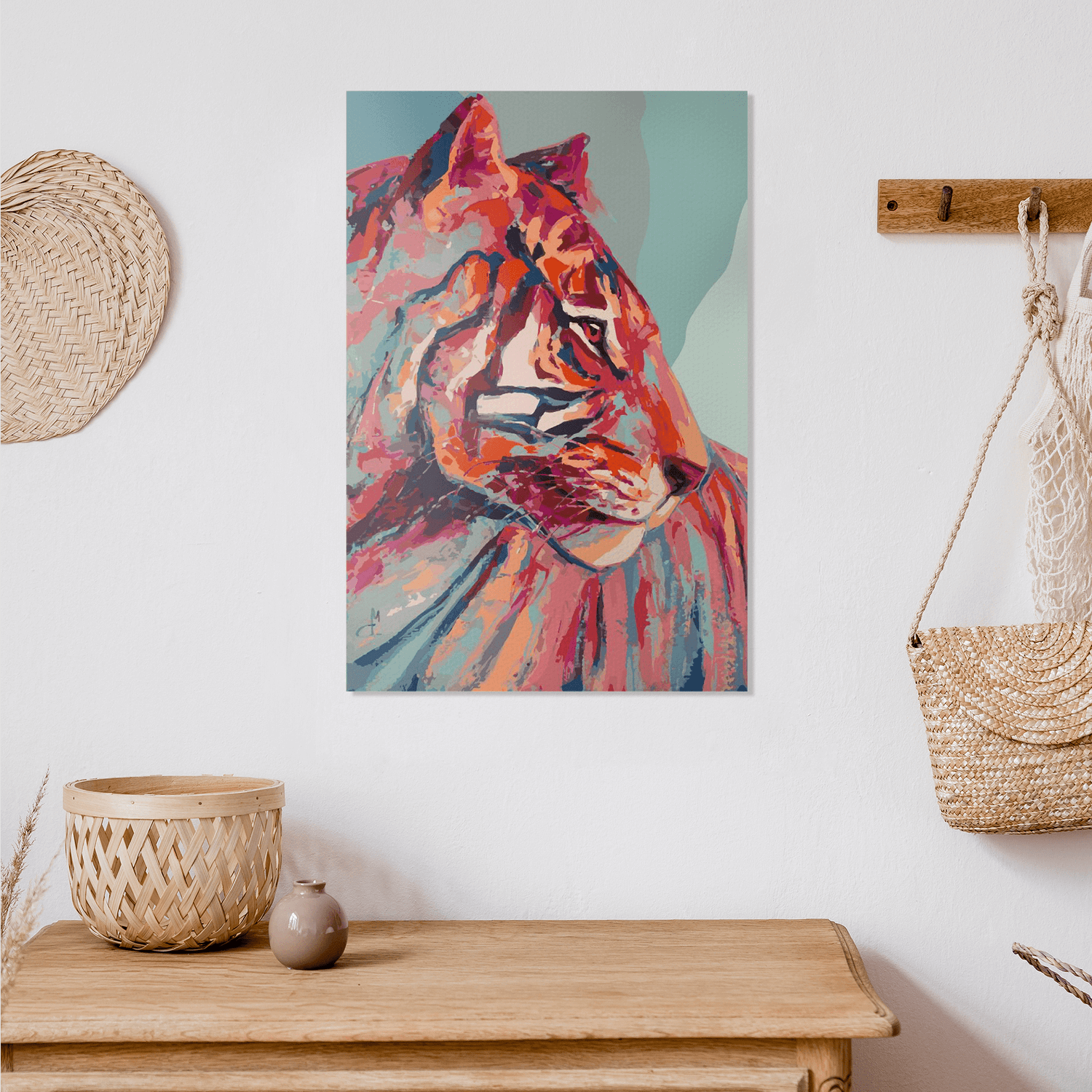 Malen nach Zahlen - Tiger farbenfroh