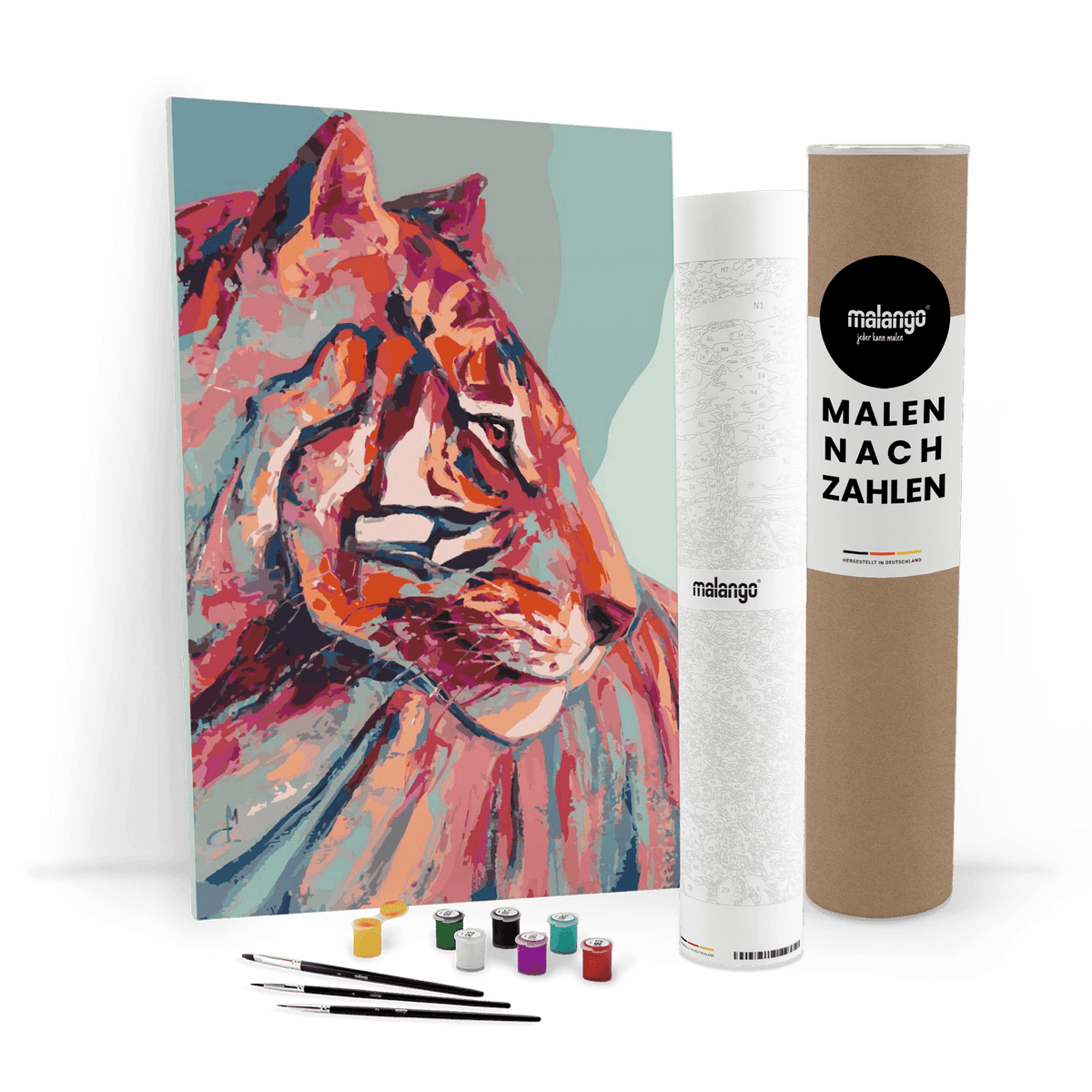 Malen nach Zahlen - Tiger farbenfroh