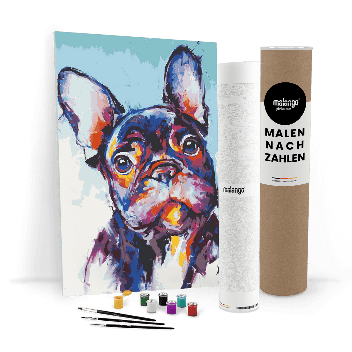 Malen nach Zahlen - französische Bulldogge farbenfroh