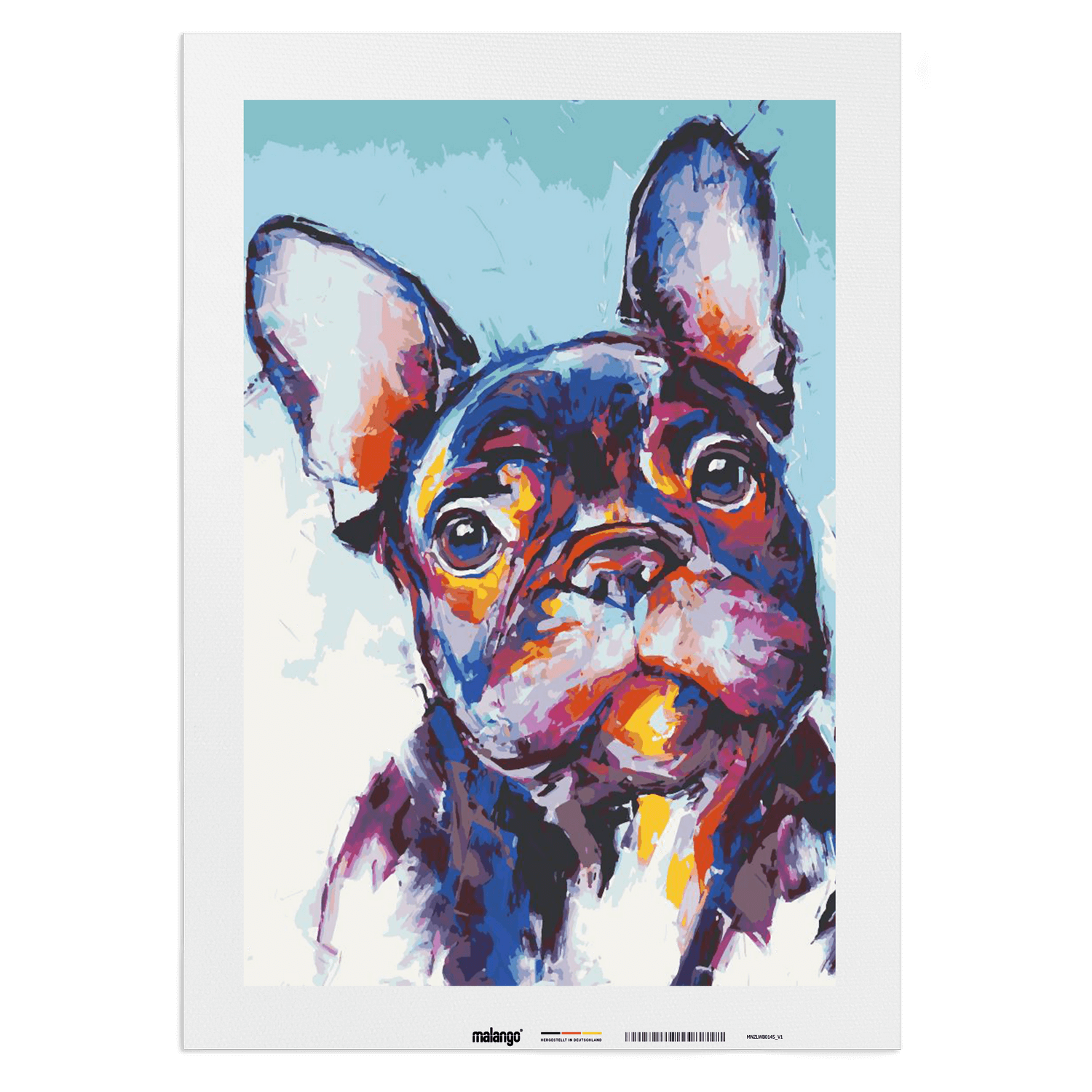 Malen nach Zahlen - französische Bulldogge farbenfroh