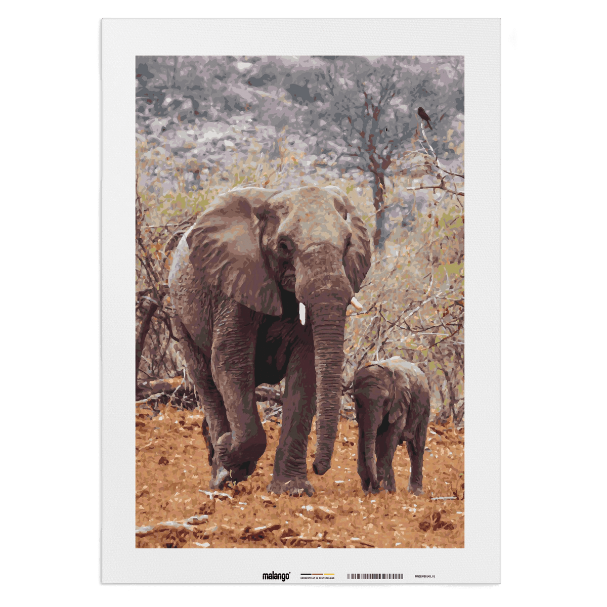 Malen nach Zahlen - Elefanten Mutter mit Kind