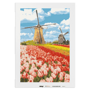 Malen nach Zahlen - Blumen Landschaft an der Mühle