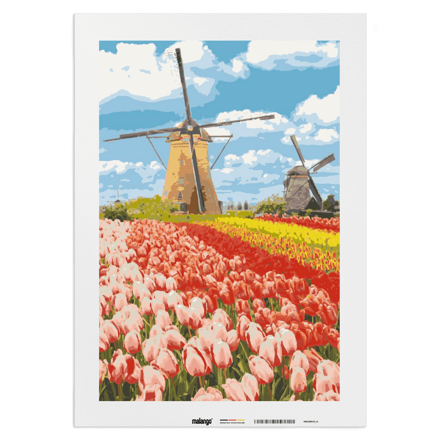 Malen nach Zahlen - Blumen Landschaft an der Mühle