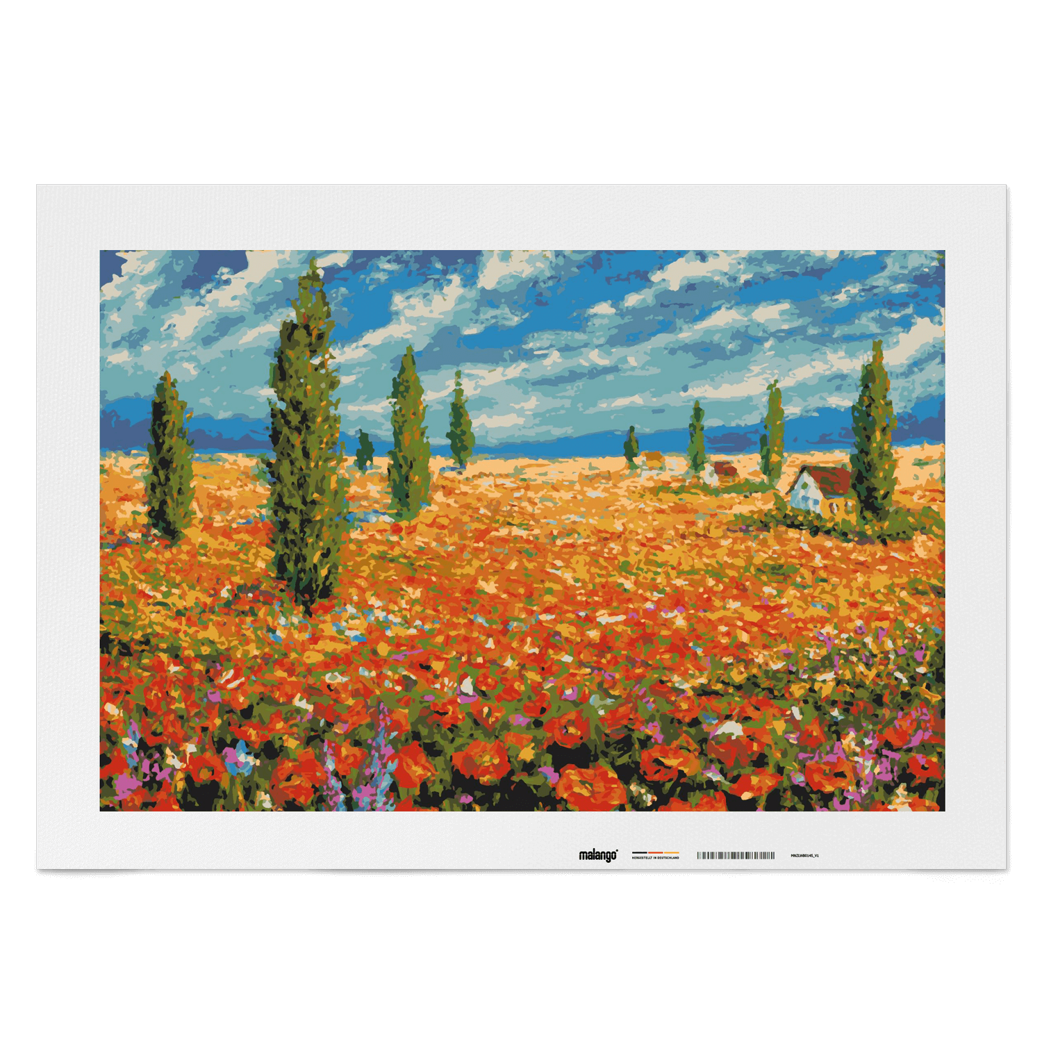 Malen nach Zahlen - Blumen Landschaft mit Zypressen