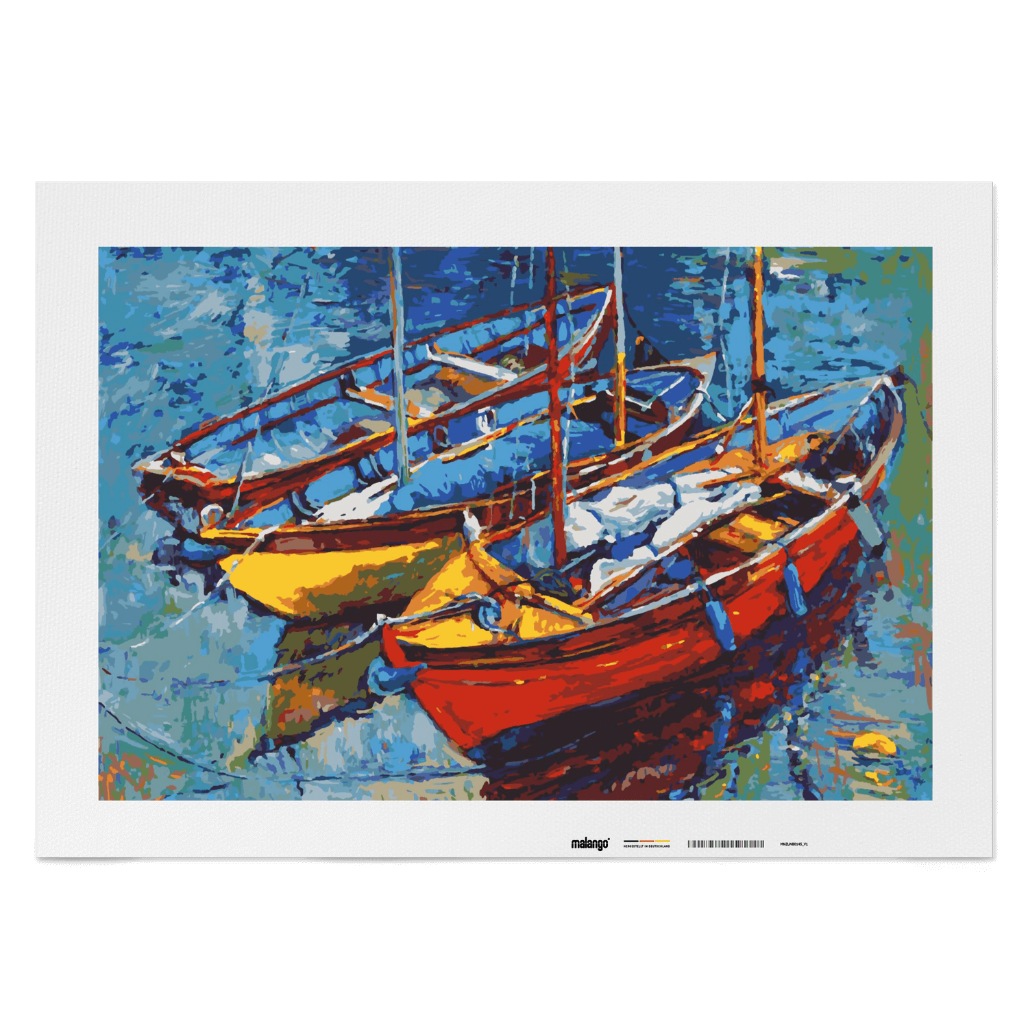 Malen nach Zahlen - Segelboote im farbenfrohen Hafen