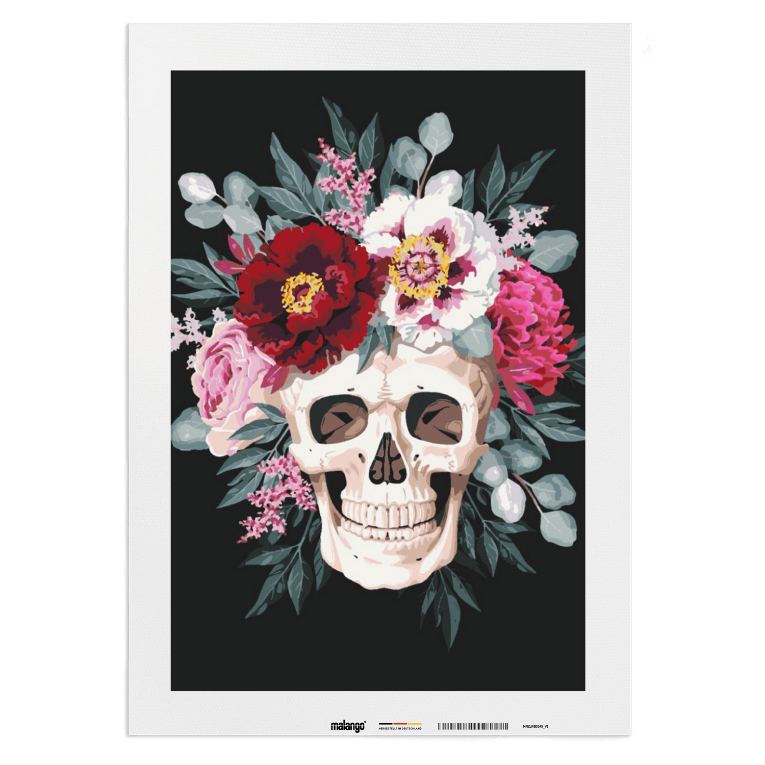 Malen nach Zahlen - Schädel Blumen