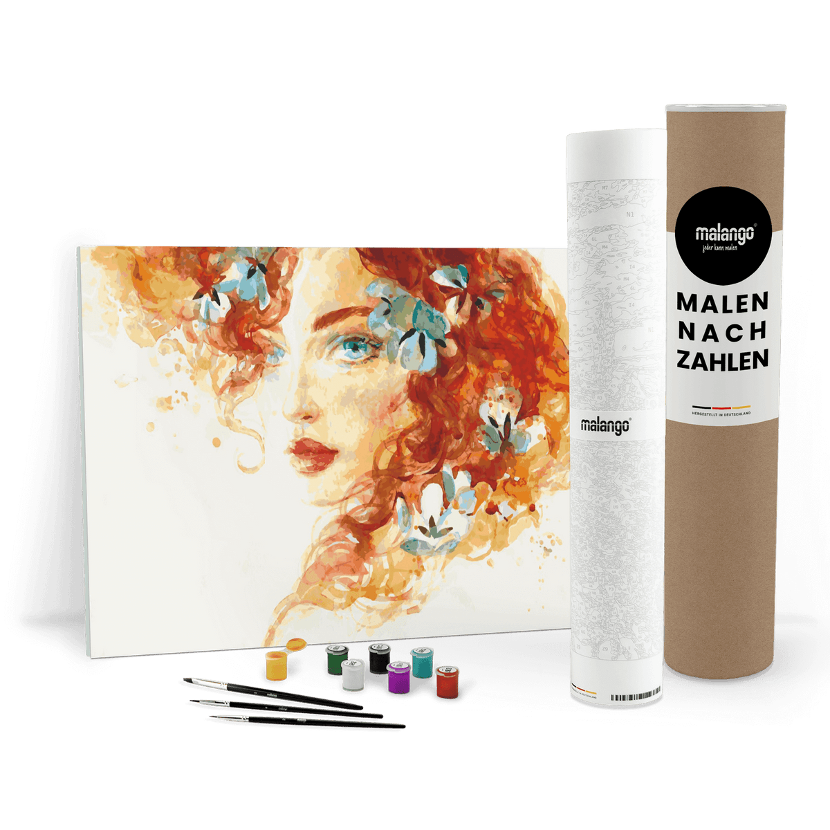 Malen nach Zahlen - Frau mit roter Haarpracht