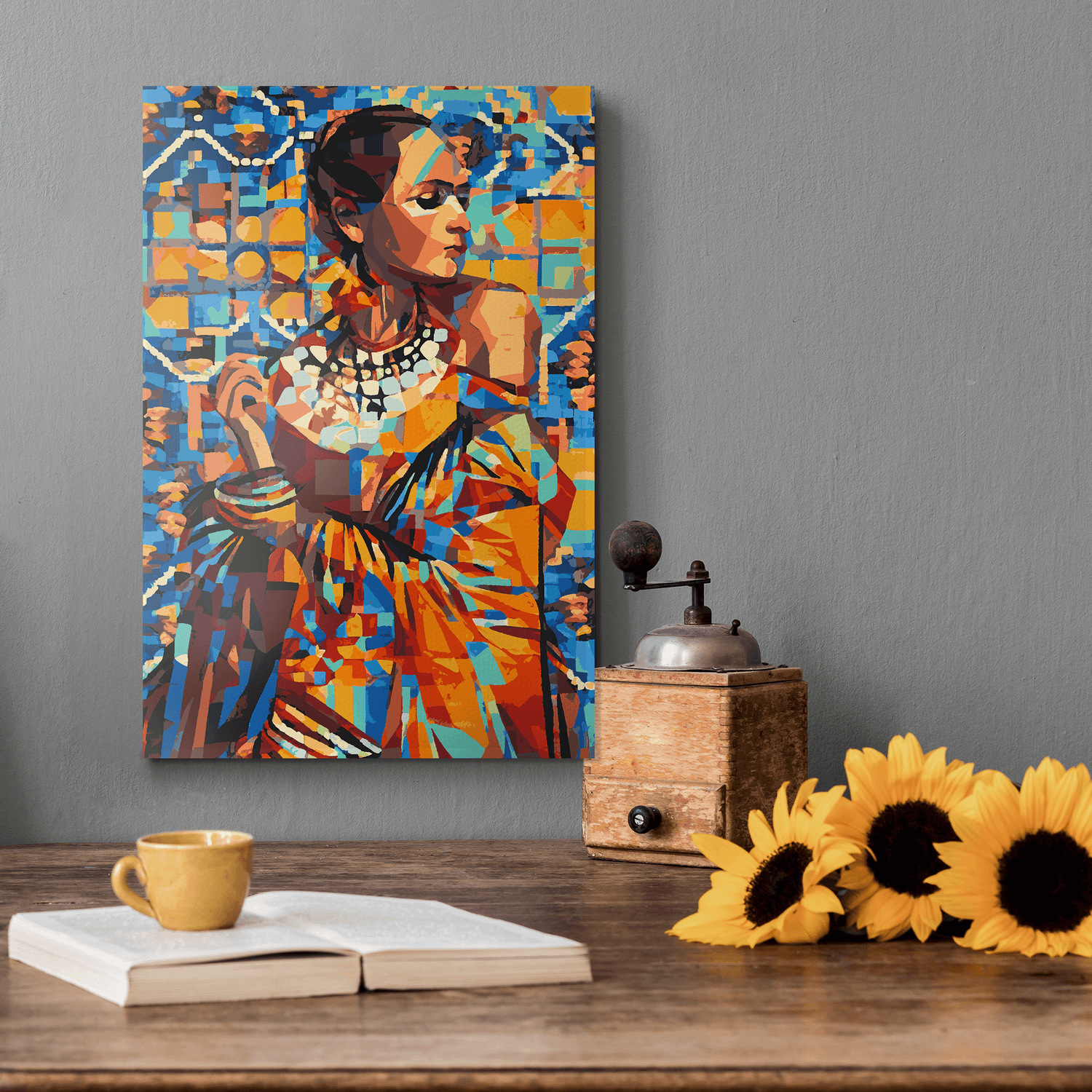 Malen nach Zahlen - Frau traditionell Polygon