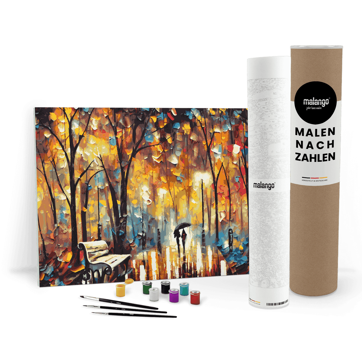 Malen nach Zahlen - Spaziergang im Park bei Regen