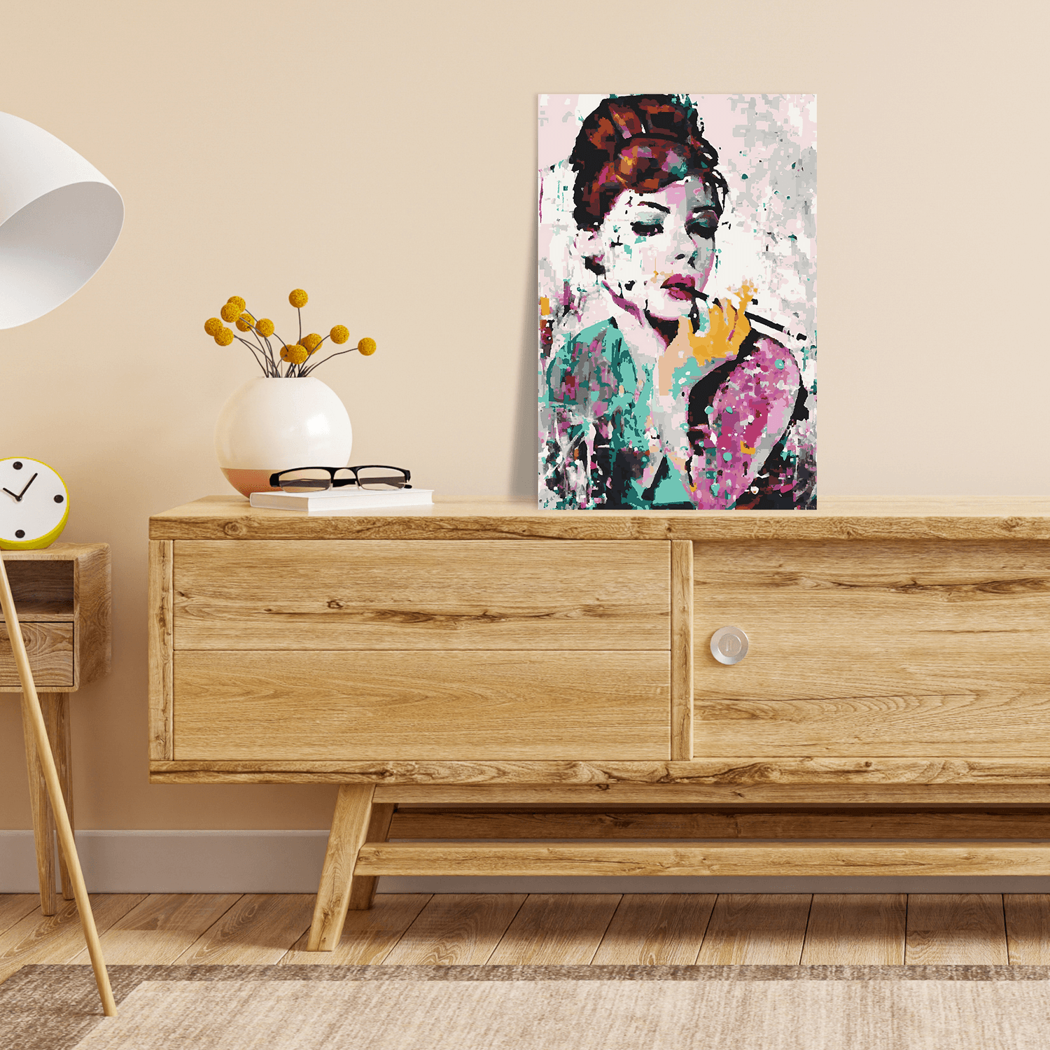 Malen nach Zahlen - Audrey Hepburn Abstrakt