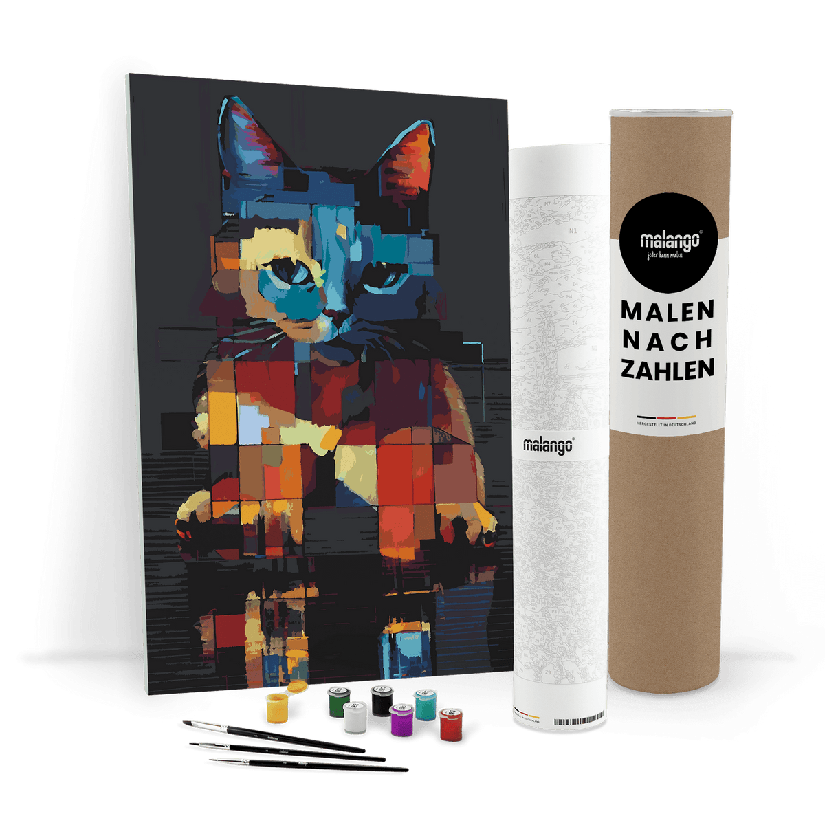 Malen nach Zahlen - Katze Karlo abstrakt