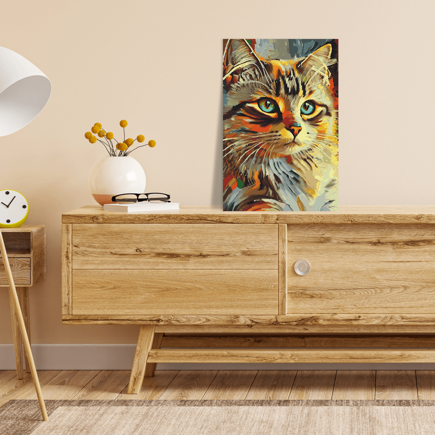 Malen nach Zahlen - Katze Kimba modern