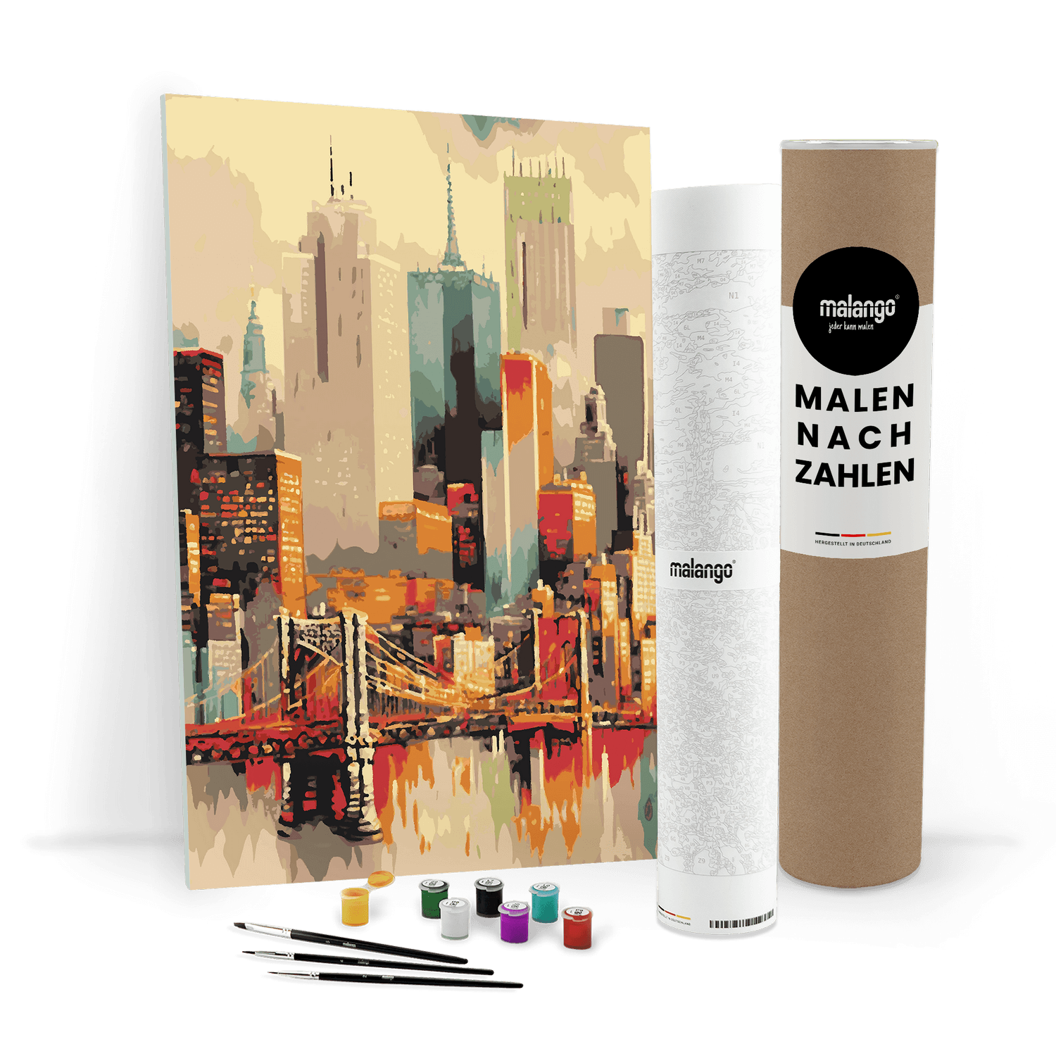 Malen nach Zahlen - New York Spiegelbild im East River