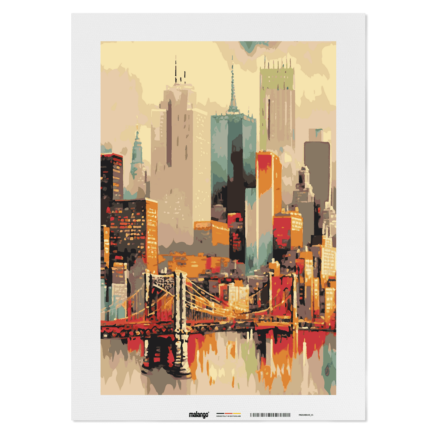 Malen nach Zahlen - New York Spiegelbild im East River