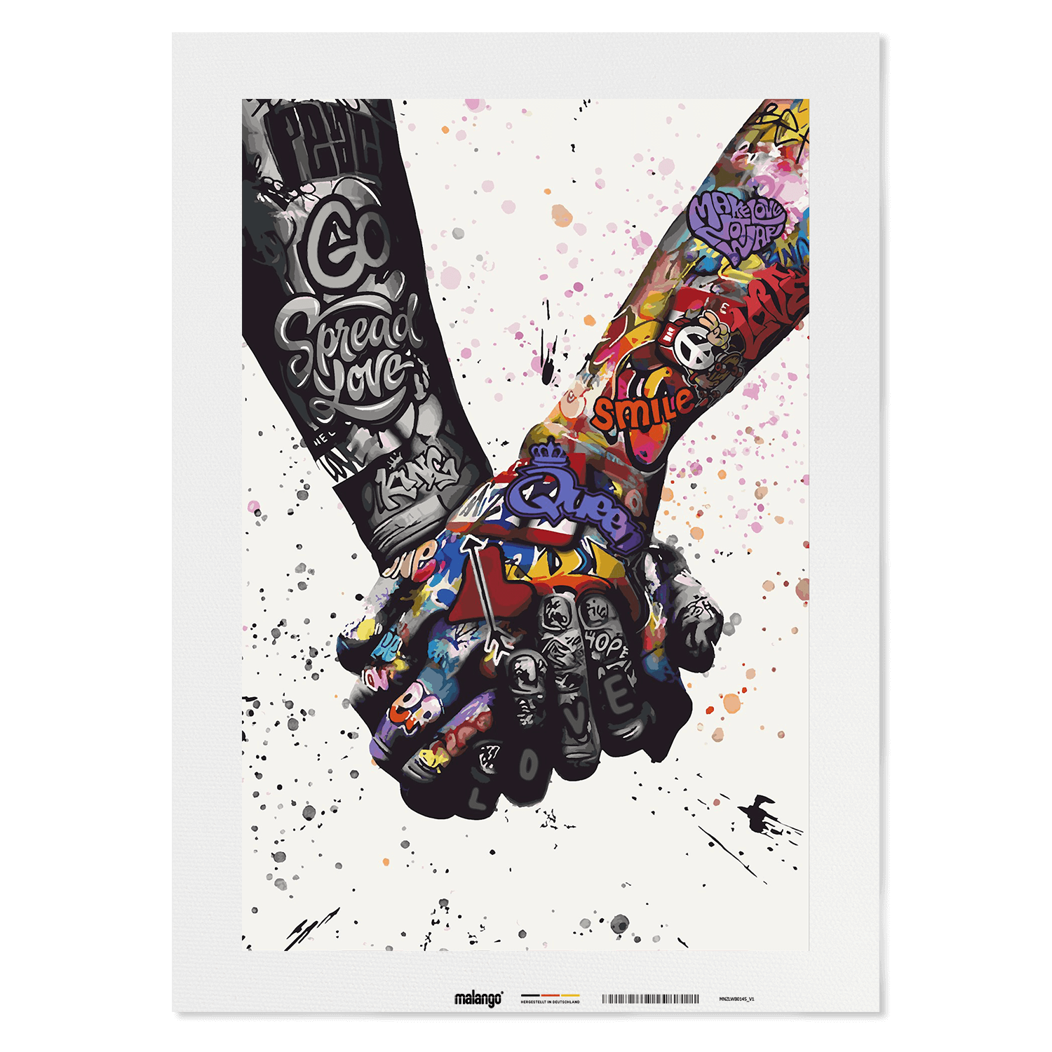 Malen nach Zahlen - Graffity Hände - Holding Hands - Hifza - Limited Edition