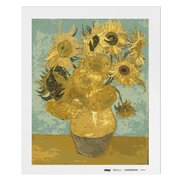 Malen nach Zahlen - Zwölf Sonnenblumen in einer Vase mit grünem Hintergrund - Vincent van Gogh