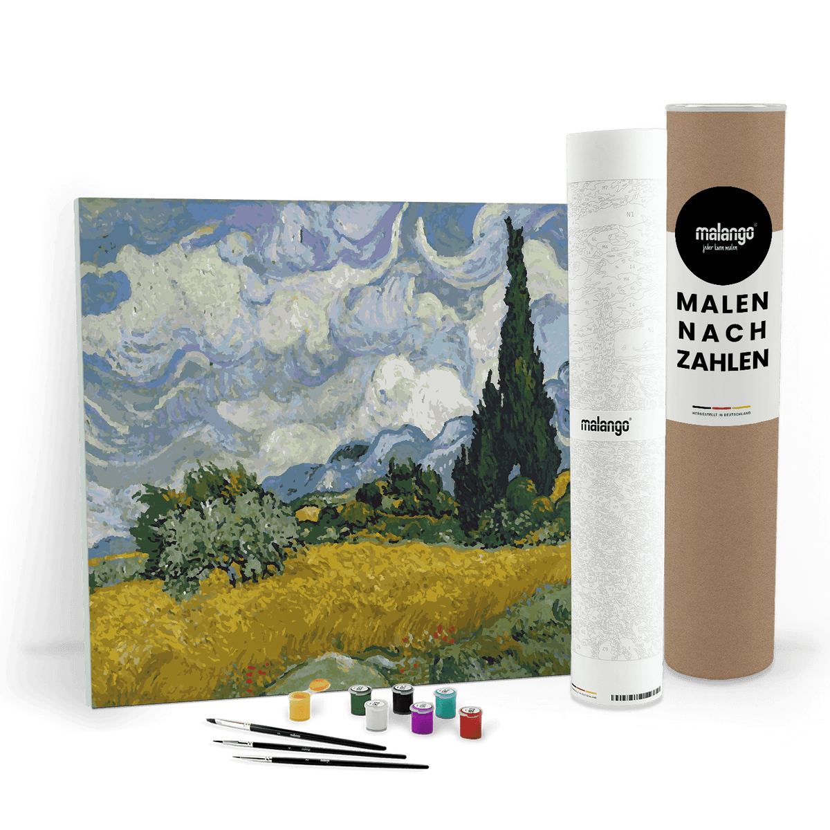 Malen nach Zahlen - Vincent van Gogh - Weizenfeld mit Zypressen