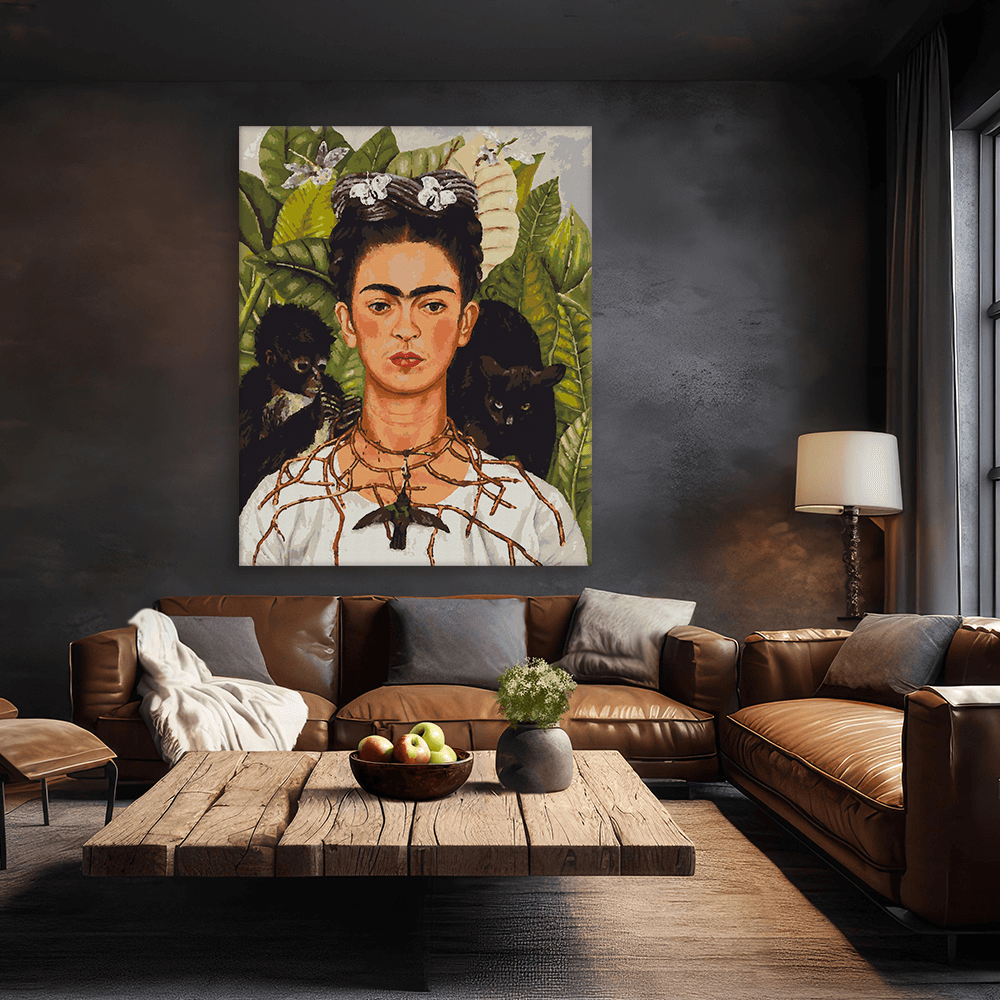 Malen nach Zahlen - Selbstbildnis mit Dornenhalsband - Frida Kahlo