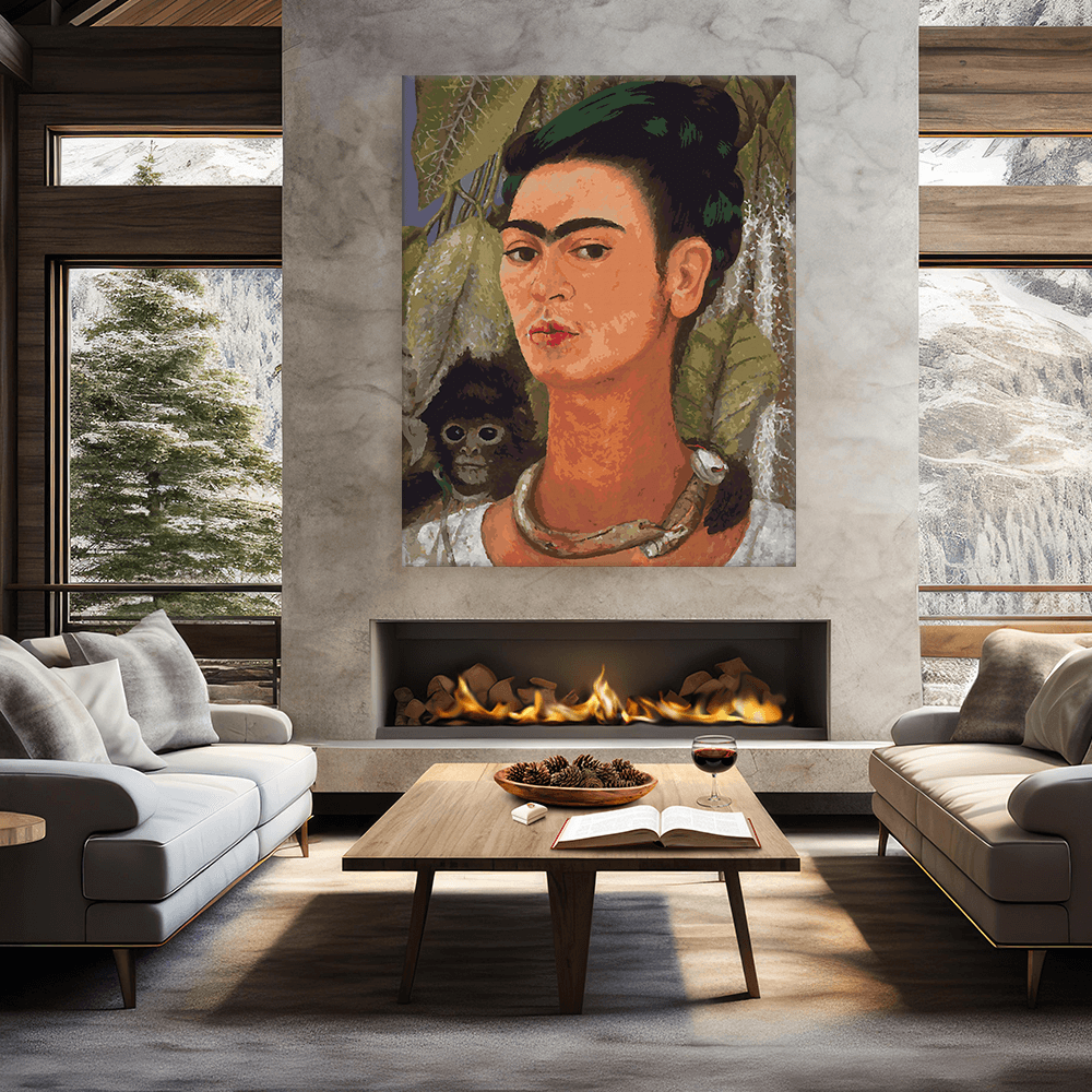 Malen nach Zahlen - Selbsbildnis mit Affe - Frida Kahlo