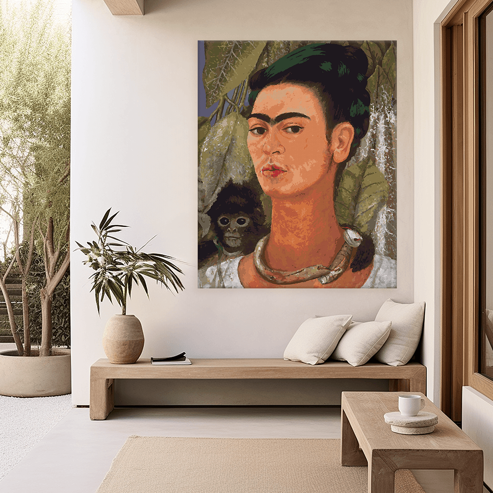 Malen nach Zahlen - Frida Kahlo - Selbsbildnis mit Affe