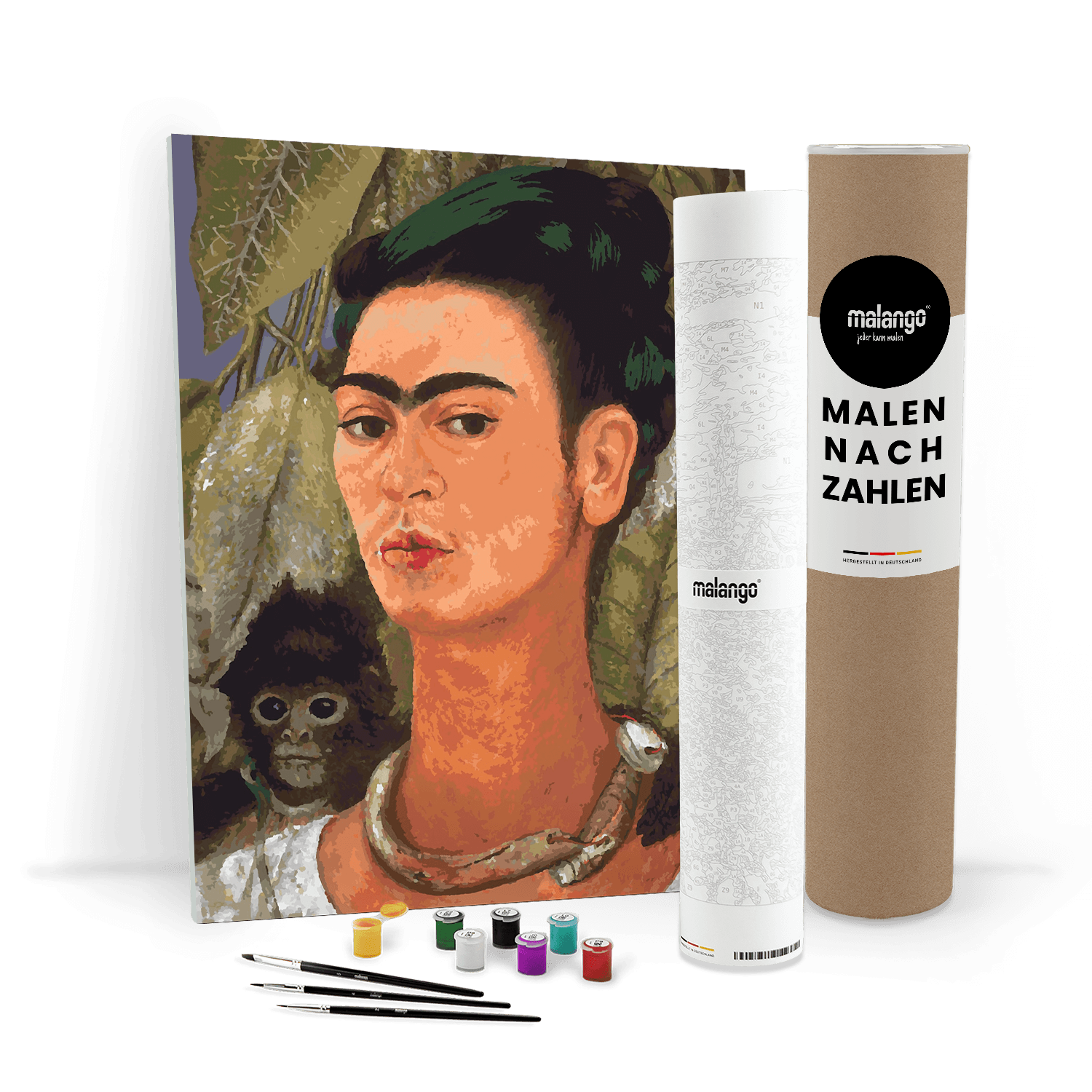 Malen nach Zahlen - Selbsbildnis mit Affe - Frida Kahlo
