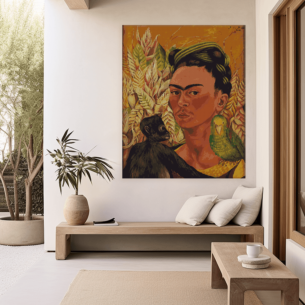 Malen nach Zahlen - Autorretrato con chango y loro - Frida Kahlo