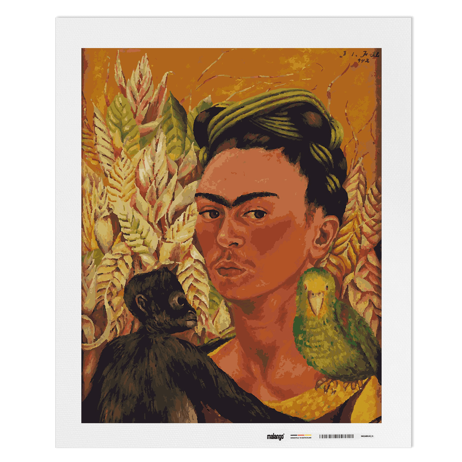 Malen nach Zahlen - Autorretrato con chango y loro - Frida Kahlo