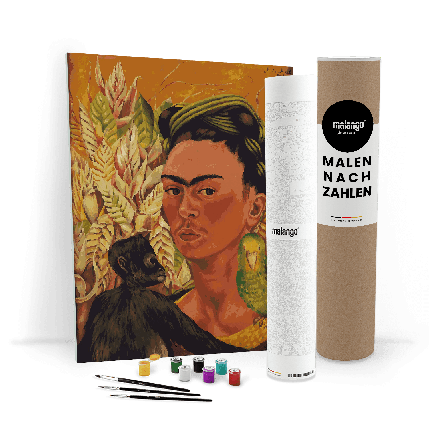 Malen nach Zahlen - Autorretrato con chango y loro - Frida Kahlo