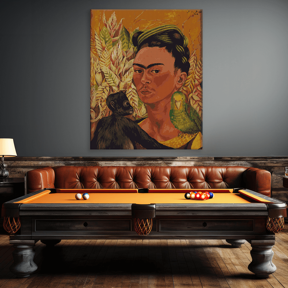 Malen nach Zahlen - Frida Kahlo - Autorretrato con chango y loro