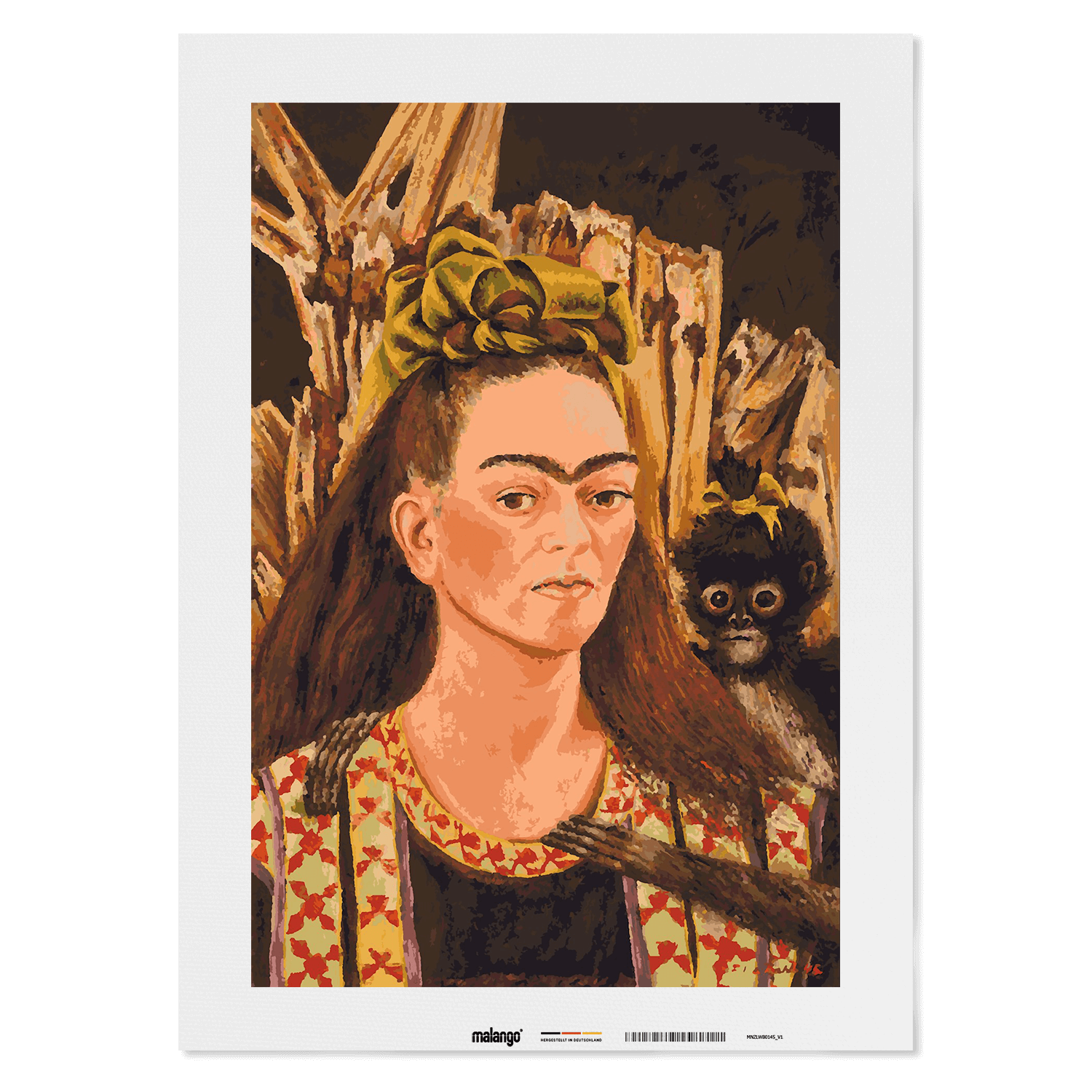 Malen nach Zahlen - Autorretrato con Pelo Suelto - Selbstbildnis mit offenem Haar - Frida Kahlo