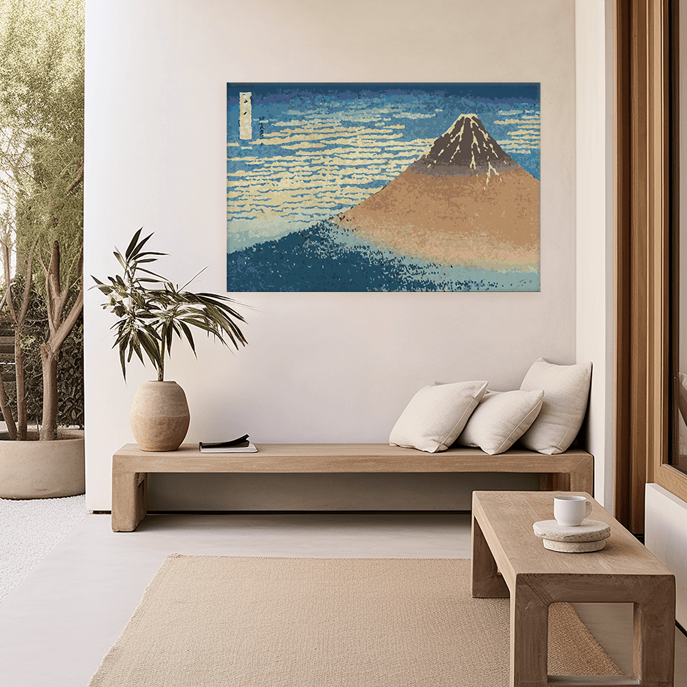 Malen nach Zahlen - Feiner Wind, Klarer Morgen (Roter Fuji) - Katsushika Hokusai