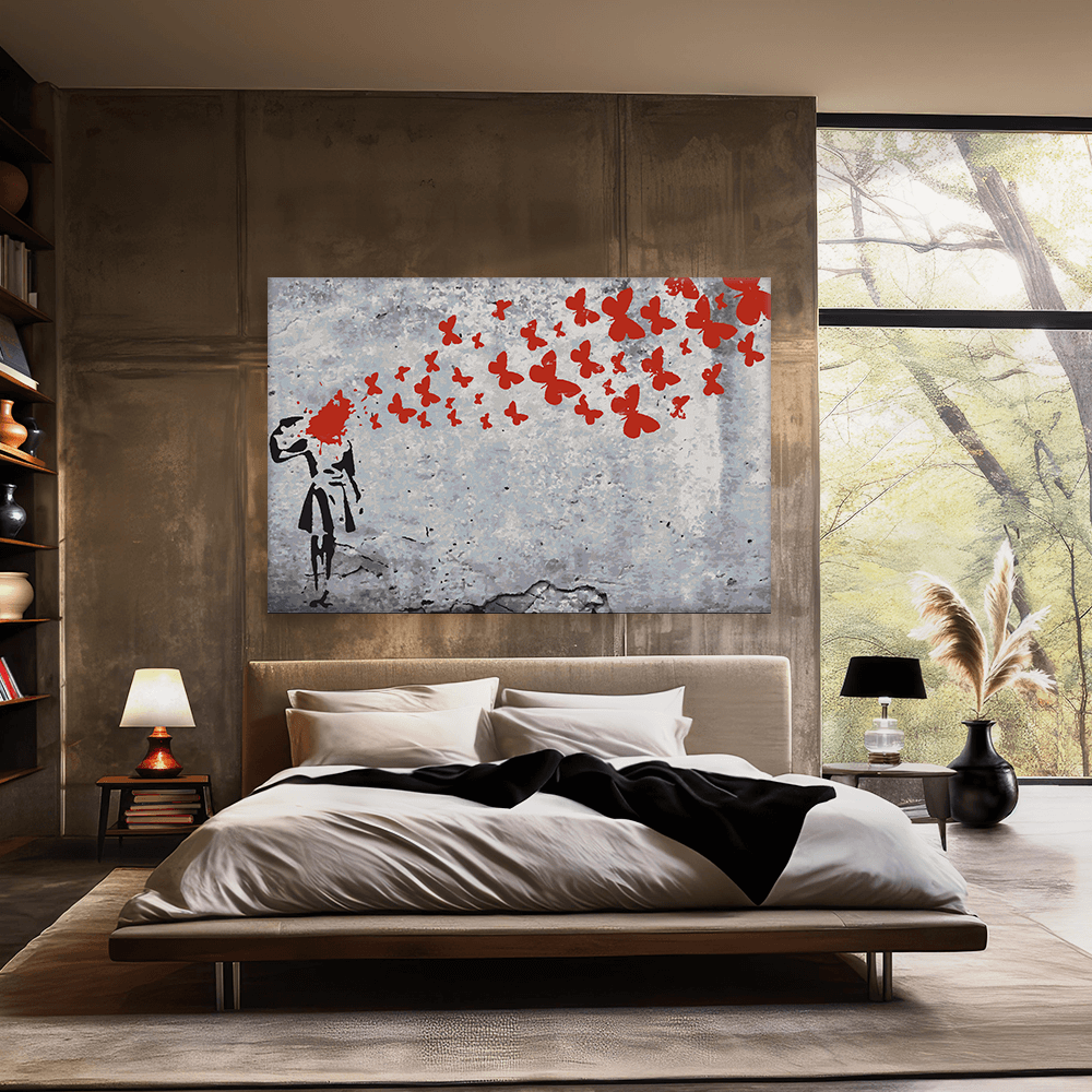 Malen nach Zahlen - suicide Girl - ButterFly Headshot - Banksy inspired