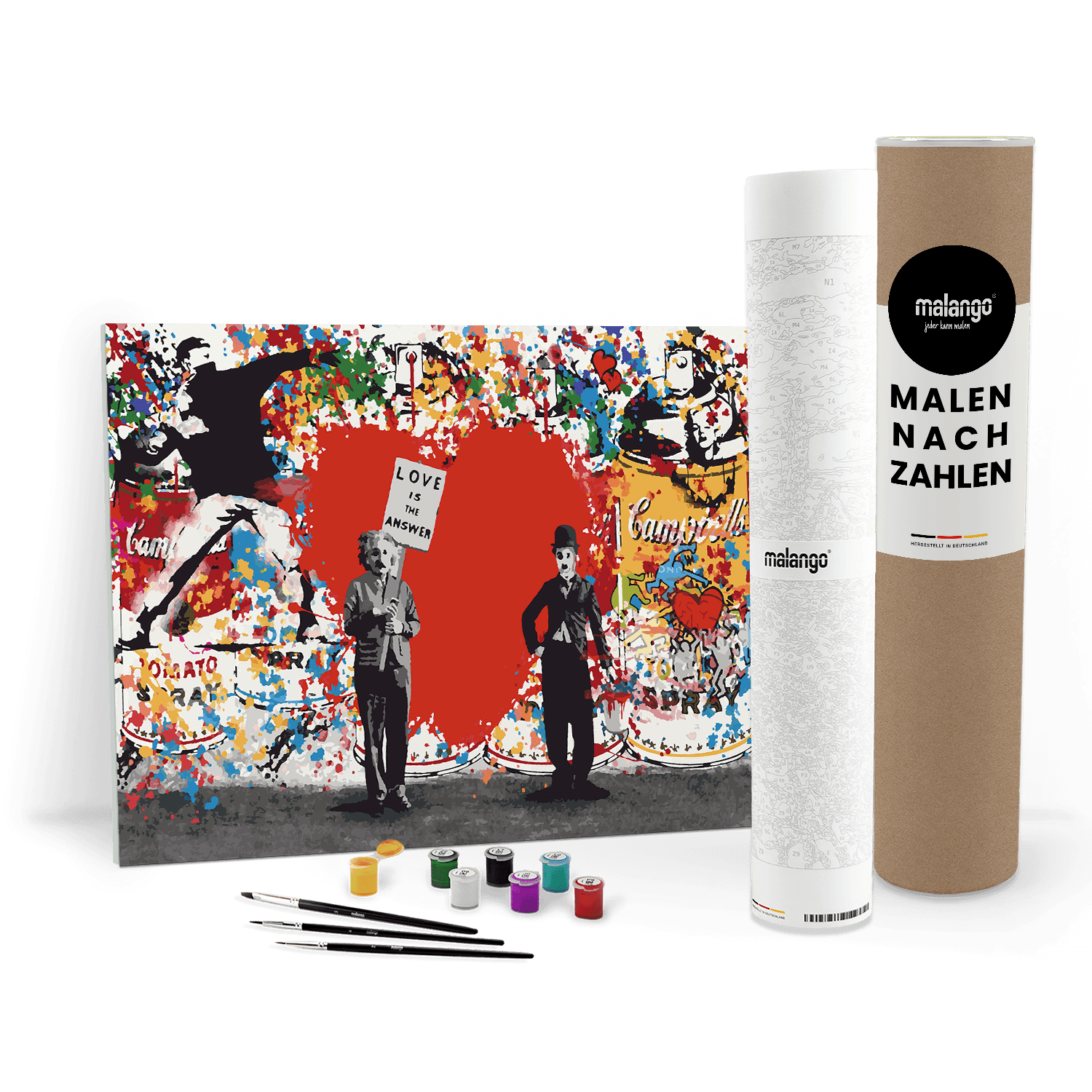 Malen nach Zahlen - Albert & Charlie - Follow your Heart / Make love not war - Banksy inspired