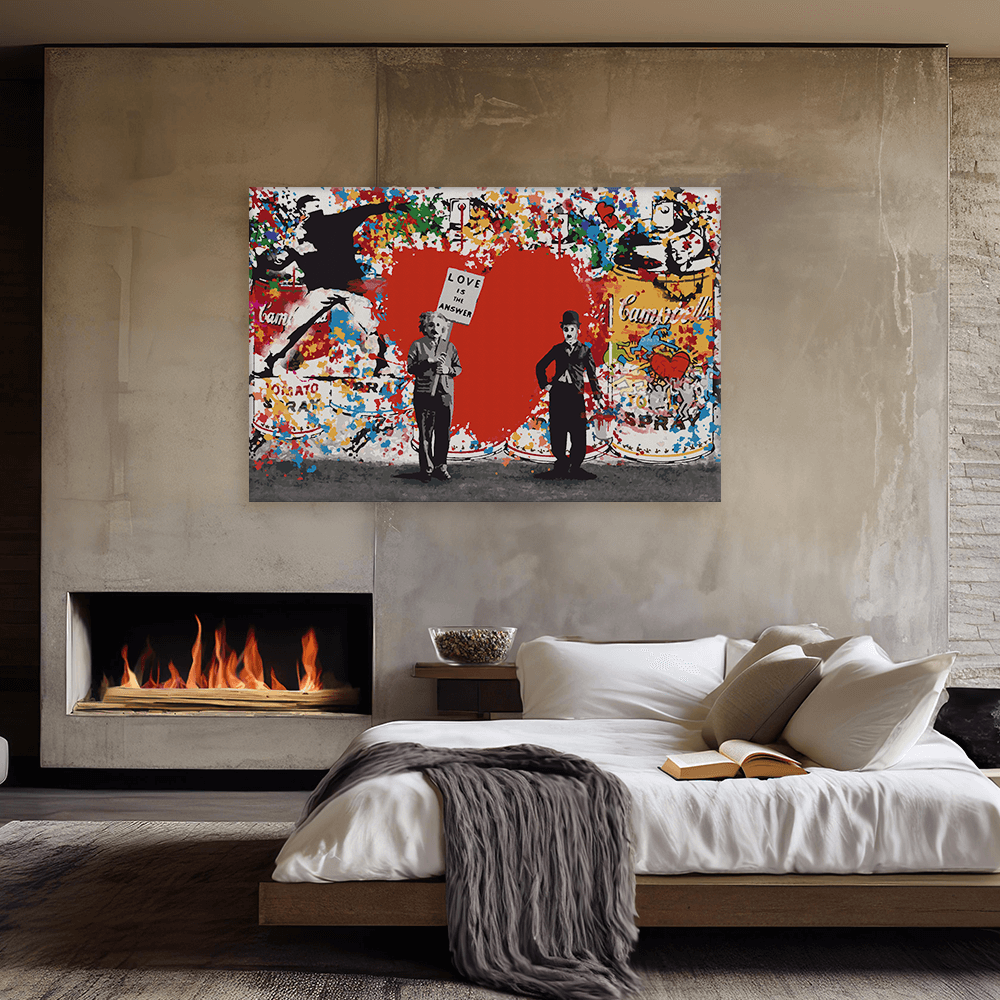 Malen nach Zahlen - Albert & Charlie - Follow your Heart / Make love not war - Banksy inspired