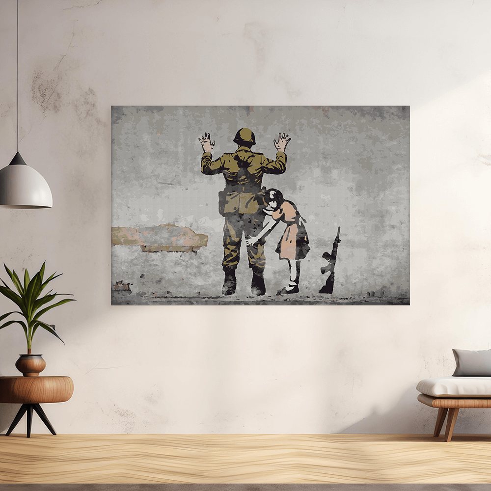 Malen nach Zahlen - Girl searching soldier - Banksy inspired