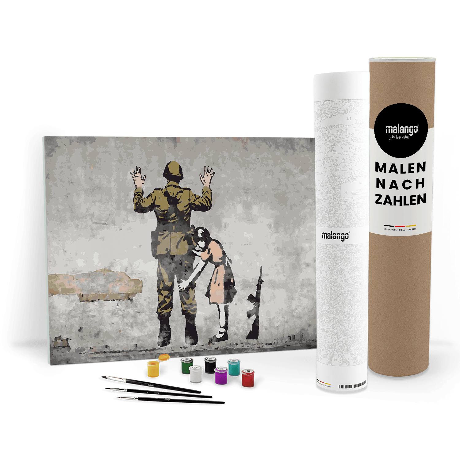 Malen nach Zahlen - Girl searching soldier - Banksy inspired
