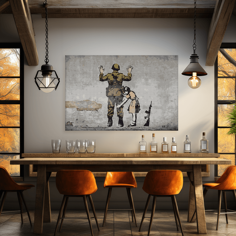 Malen nach Zahlen - Girl searching soldier - Banksy inspired