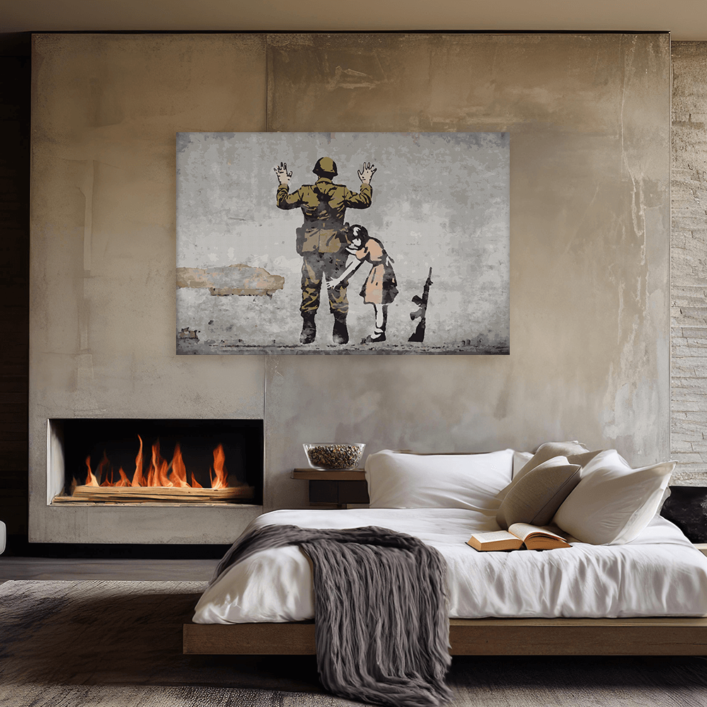 Malen nach Zahlen - Girl searching soldier - Banksy inspired
