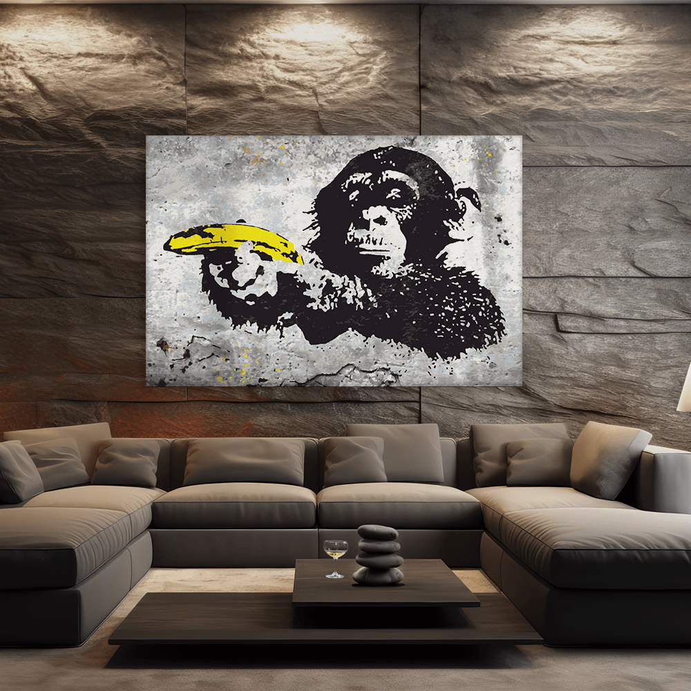 Malen nach Zahlen - Monkey with banana gun - Banksy inspired