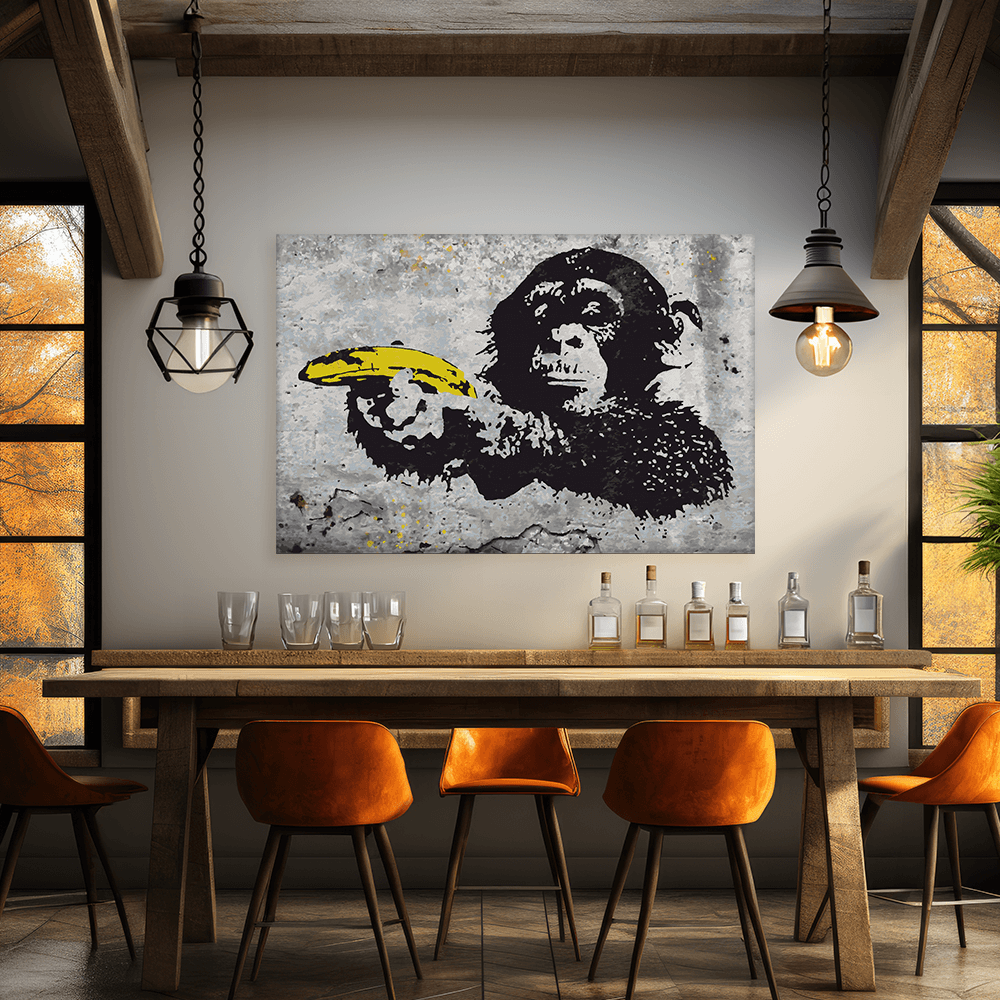 Malen nach Zahlen - Monkey with banana gun - Banksy inspired