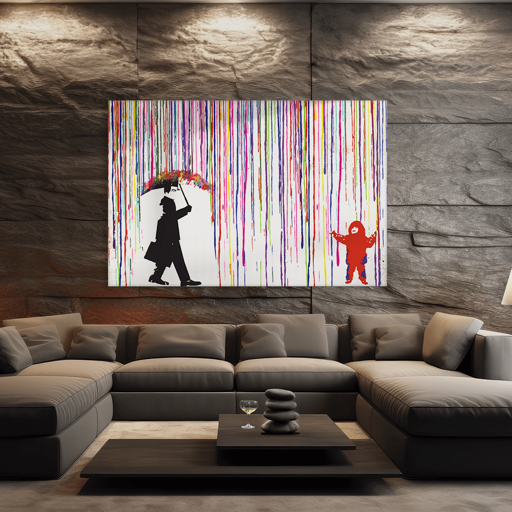 Malen nach Zahlen - Colored rain - Banksy inspired