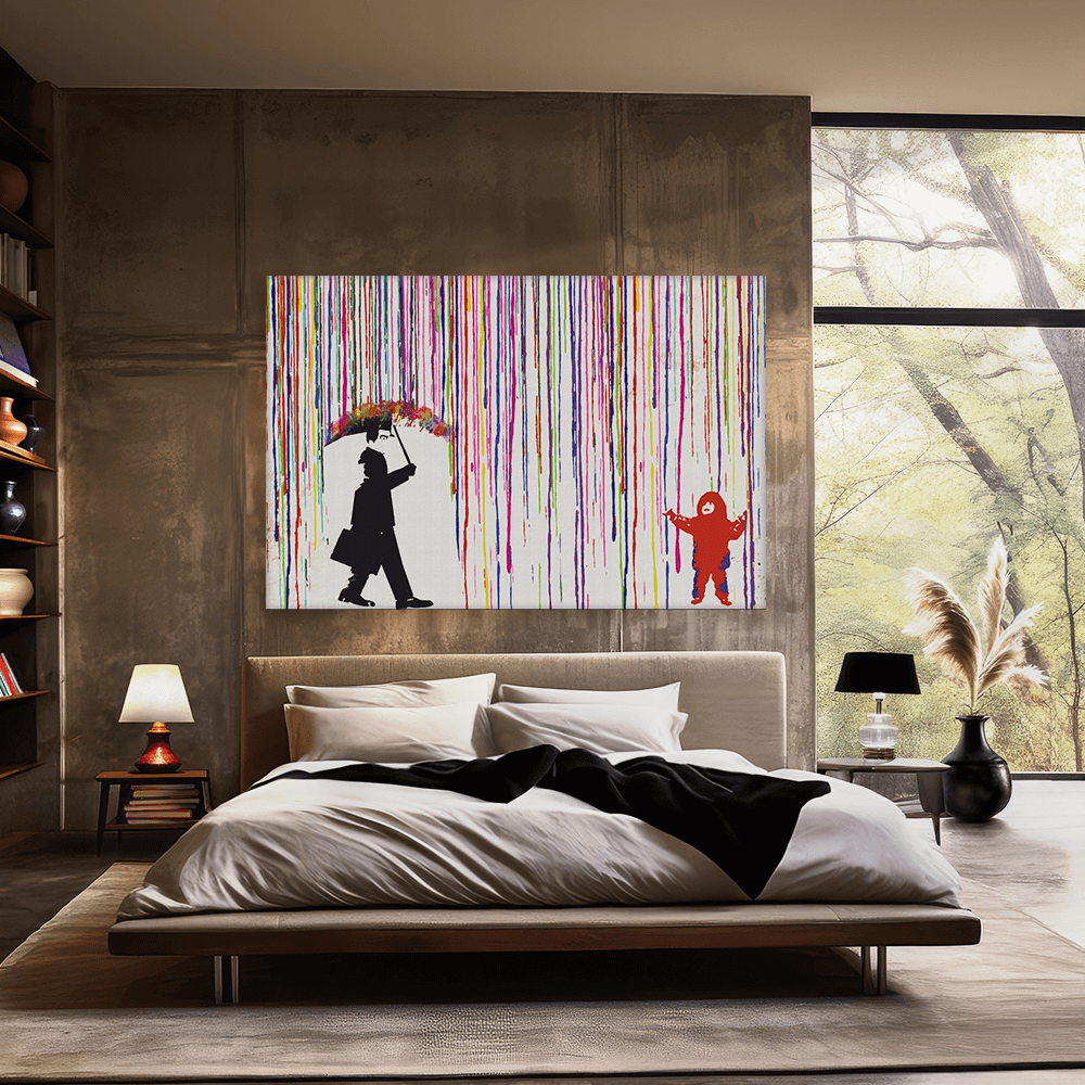 Malen nach Zahlen - Colored rain - Banksy inspired