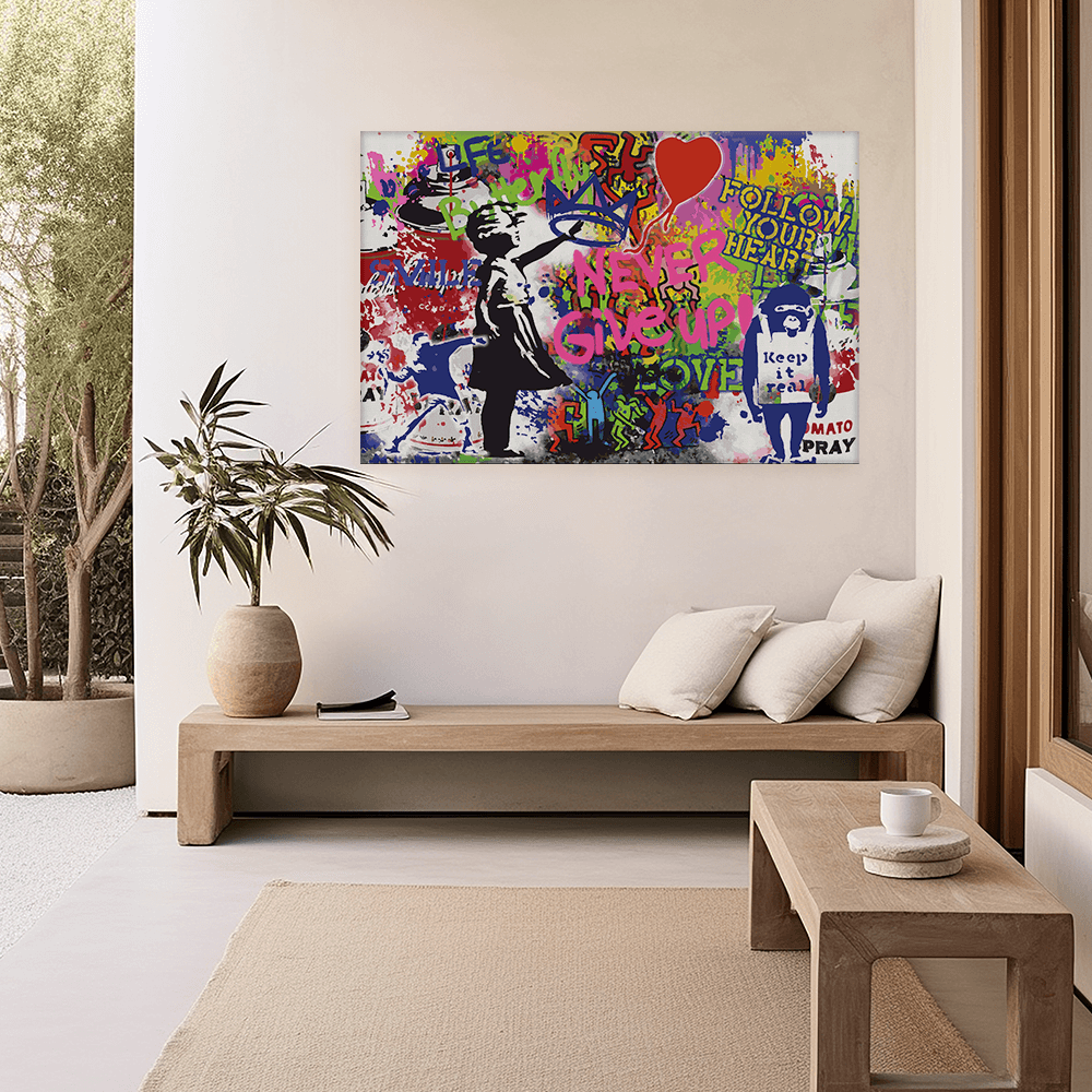 Malen nach Zahlen - Never give up - Banksy inspired