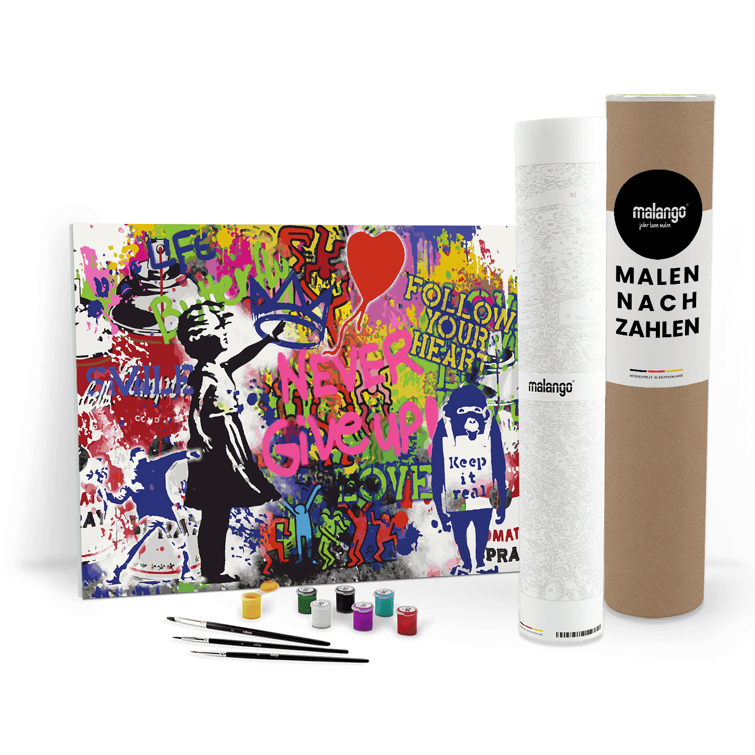 Malen nach Zahlen - Never give up - Banksy inspired