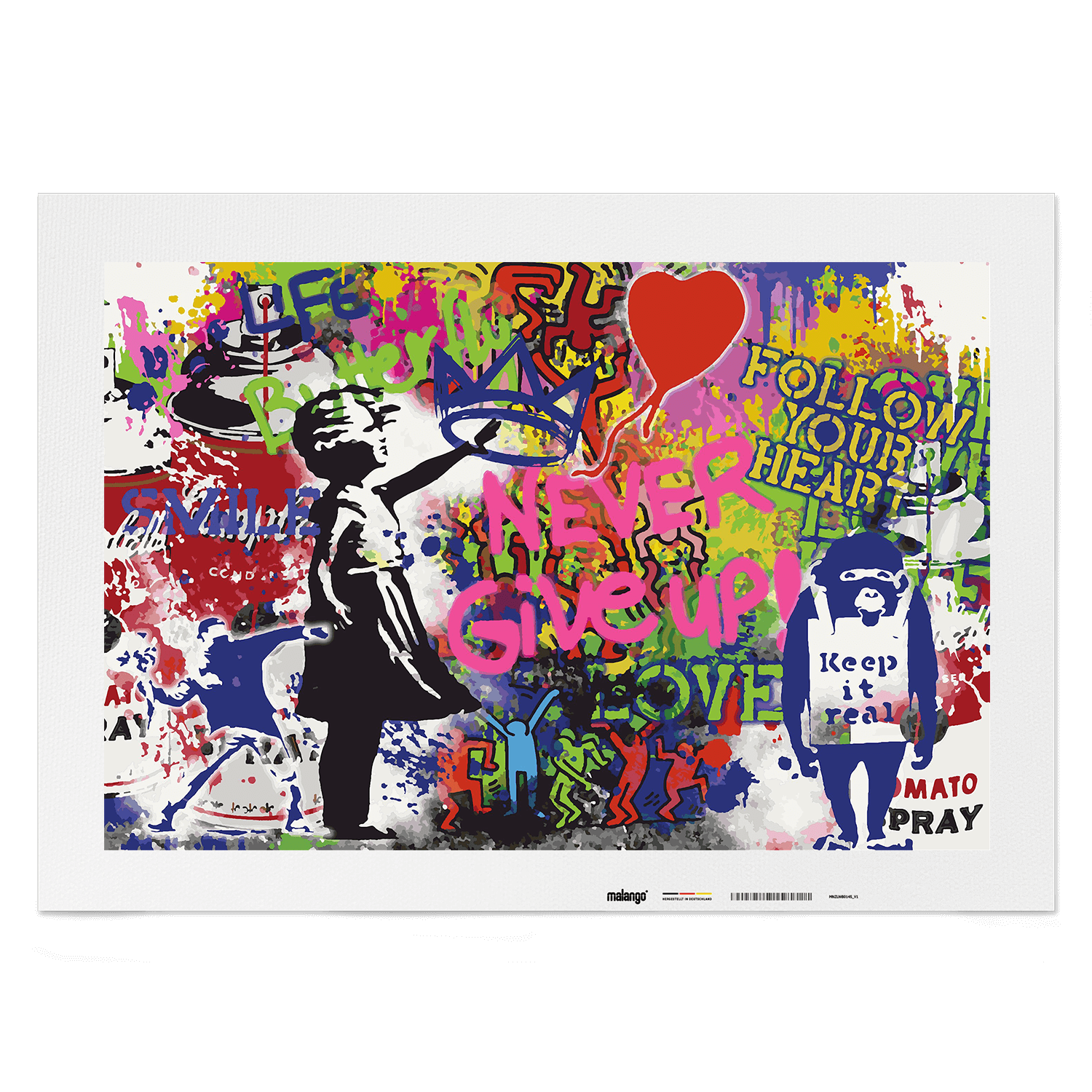 Malen nach Zahlen - Never give up - Banksy inspired